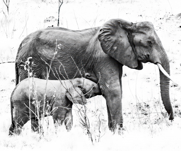 Elephant Female & Calf